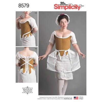 SIMPLICITY 8579 18th CENTURY CORSET PANNIERS Sewing Pattern Sizes 4-12 & 14-22 - Image 1 of 4