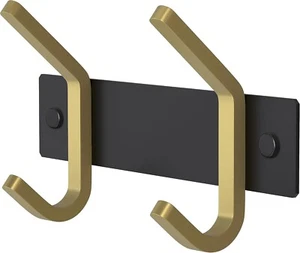Black Gold  2 Hooks Coat Rack Wall Mounted Towel Key  Robe Clothes Hanger Holder - Picture 1 of 7