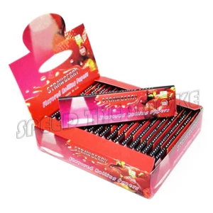 1 caja de 25 folletos de papel rodante de cigarrillo sabor fresa talla King 108*45 mm - Imagen 1 de 4