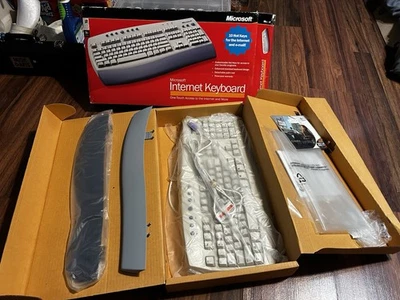NOS! vintage 2000 MICROSOFT Internet Keyboard Detachable Palm Rest Hot Key NEW - Image 1 of 4