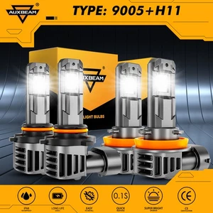 AUXBEAM 9005 9006 H11 LED Headlight Bulbs High Low Beam Fog Light 6500K Real 1:1 - Picture 1 of 24