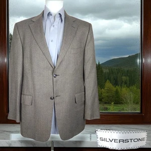 Silverstone Jacket Blazer Mens 42R Light Brown Herringbone Canada Wool - Picture 1 of 11