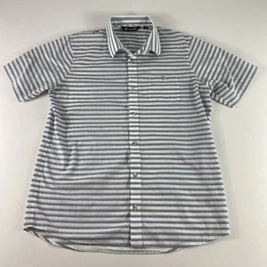 Travis Mathew Button Up Shirt Mens XL Blue White Striped Short Sleeve - Picture 1 of 9