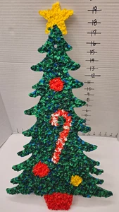 Vintage geschmolzenes Kunststoff Popcorn/Weihnachtsbaum/Weihnachtsdeko/14 Zoll x 23 Zoll/flach - Bild 1 von 4