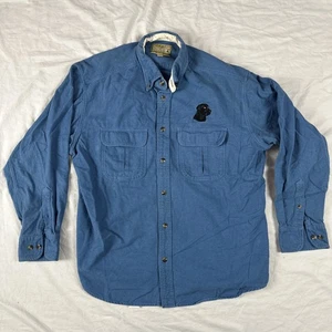 Cabela Hirschleder weiches Sämisch Hemd Knopfleiste Outdoor blau Herren L Hund - Bild 1 von 7