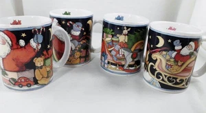 4 tazas de té de café Susan Winget Santa trineo certificadas internacionales 1993 en caja - Imagen 1 de 12