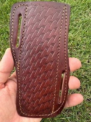 CUSTOM HANDMADE COW LEATHER SHEATH FOR FIXED BLADE KNIFE - Image 1 of 3