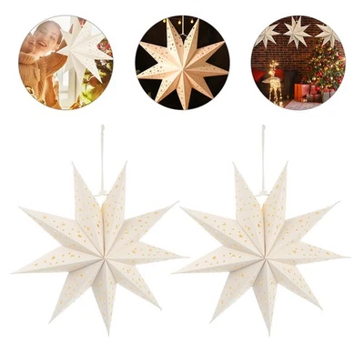  2 Pcs Wedding Decor Paper Star Pendant Stars Lanterns Foldable Light Shade - Image 1 of 4