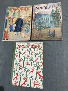 Lot of 3 NEW YORKER Complete Magazine December 1957 Christmas ILLUSTRATED COVER - Picture 1 of 19