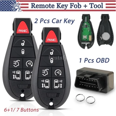 2 Keyless Remote Start Key Fob 7B Programmer For 2008 - 2016 Dodge Grand Caravan - Image 1 of 4