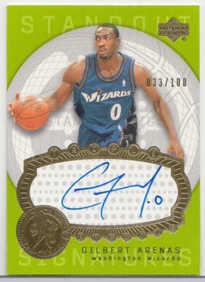 2003-04 UD TRIPLE DIMENSIONS GILBERT ARENAS STANDOUT SIGNATURES AUTO 33/100 - Image 1 of 2