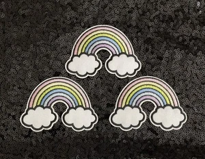3 Set Lot Pastel Rainbow Cloud Pride Nature Happy Embroidered Iron On Sew Patch - Picture 1 of 1
