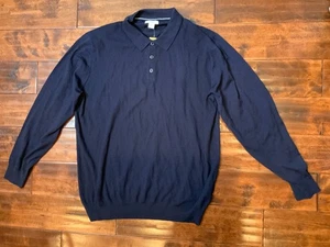 Polo Brax blu navy Pierre manica lunga in maglia di lana vergine, taglia 2XL nuova con etichetta! - Foto 1 di 4