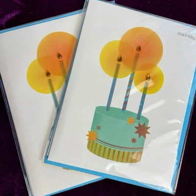 Papyrus Gemmed Candle Happy Birthday  Card  Gold Foiled Lot of 2 - Image 1 of 4