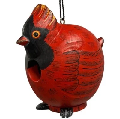 Gord-O RED CARDINAL Bird House Gordo NC Farmhouse Art Songbird Essentials Gourd - Image 1 of 2