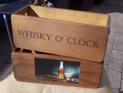 SALE PRICE !! "WHISKY O'CLOCK" rustic vintage style wooden storage box/crate. - Image 1 of 4