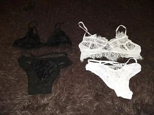Women Sexy Lingerie Lace Bra Set Floral Transparent Set of Two Size L - Picture 1 of 20