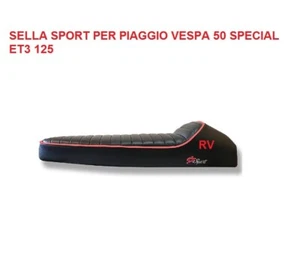 Sella Nera Sport Bordino ROSSO Vespa 50 Special R L 125 Primavera ET3 racing - Foto 1 di 1