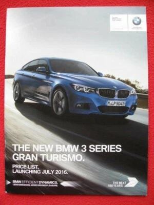 BMW. The New 3 Series Gran Turismo 34 Page Price List. July 2016. - Image 1 of 4