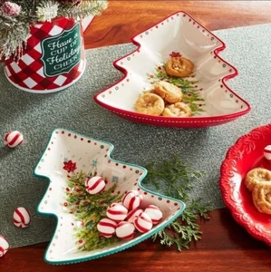NWT PIONEER WOMAN HOLIDAY CHEER CHRISTMAS TREE DISH SET - Picture 1 of 7