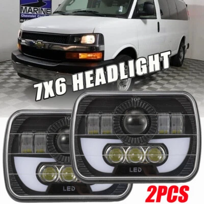 Par de faros LED 5x7" 7x6" 240W haz alto/bajo para Dodge D150 D250 D350 Ram 50 H4 Foto 1 de 4