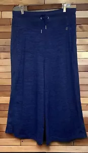 Calvin Klein Women Performance Blue Stretch Wide Leg Crop Pants Side Stripe Sz L - Picture 1 of 5
