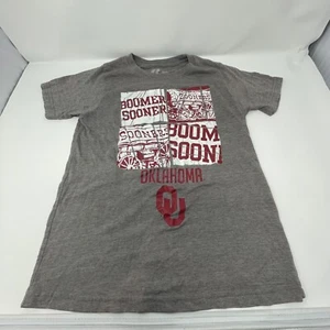 Boomer Sooner Kids Oklahoma University Gray T-shirt Size 8 Unisex Kids Top - Picture 1 of 5