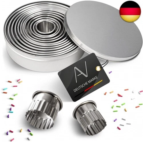 AVANA Edelstahl Ausstechformen gewellt Keksformen Ausstecher Set