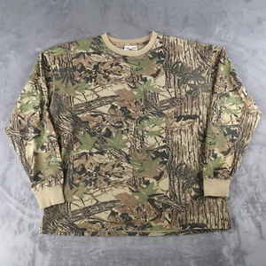 Vintage 90s High Peak Real Tree Camo T Shirt Adult 2XL XXL Mens Long Sleeves USA - Picture 1 of 13