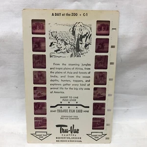 Tru-Vue Film Card A Day at the Zoo 1953 Viewer Picture Story - Picture 1 of 3
