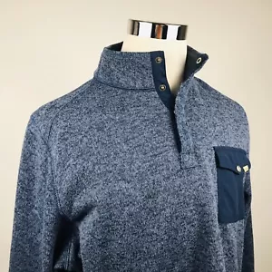 Woolrich Mens XL Snap Front Knit Fleece Pullover Blue Heather Poly Outdoors - Picture 1 of 5