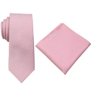 Niño - Joven - Boda Punto Rosa Claro Corbata y Pañuelo Conjunto Escuela y Bodas - Imagen 1 de 2