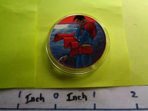 SUPERMAN DC COMIC ENAMEL COLORED HOLLYWOOD NICKEL COPPER COIN RARE #B6 - Picture 1 of 2