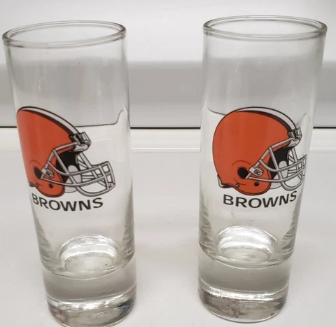 Cleveland Browns Shot Glasses 2.5 oz set of 2 NFL game day team Cover