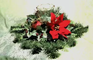 Arreglo de centro de vacaciones de Navidad con soporte para velas votivas vintage Homeco - Imagen 1 de 8
