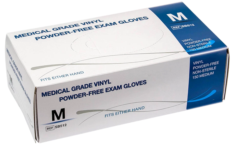 Luvas de exame Flex Medline vinil sem pó não estéreis 150 médias SB512 - Imagem 1 de 1