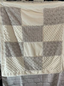  Kyle & Deena Grey And White Patchwork Baby boy  Plush Minky Security Blanket - Picture 1 of 4