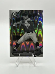 2022 Bowman Draft Landon Sims Black & White RayWave 1st Bowman Chrome Refractor - Picture 1 of 2