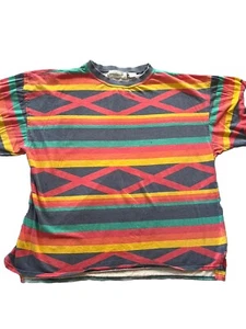 Weekends Vintage Striped Large Cotton Shirt Colorful Rainbow - Picture 1 of 7