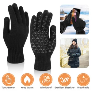 A Pair Winter Adult Knitted Gloves Full Fingers Touchscreen Warm Gloves Unisex - Picture 1 of 13