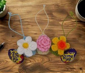 🌸KNITTING PATTERN 🌼Easter Spring Flowers Creme Egg Cover EASY Daffodil Daisy - Picture 1 of 16
