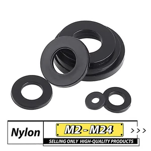 M2-M24 Black Nylon Flat Plain Washers Plastic Penny Washers Form A Repair Gasket - Picture 1 of 5