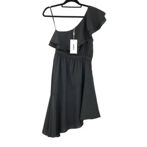 Likely Black Delbarton One Shoulder Ruffle Asymmetrical Sleeveless Zip Dress - Picture 1 of 10