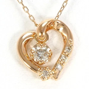 Japanese brand 10K Pink gold Necklace Diamond About40cm Free shipping Used - Picture 1 of 6