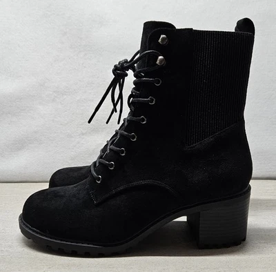 Journee Collection Kassia Women's Combat Boots, Faux Suede, Black, Size 8.5 - Image 1 of 4