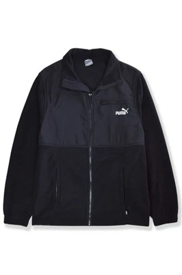 Puma Mens Black Polar Fleece Woven Emb Zip Up Jacket M Medium  PUMA-032 - Image 1 of 3