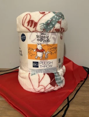 NEW Winnie the Pooh Big One Holiday Christmas Throw Blanket 5’x6’ & Cinch Sack - Image 1 of 4