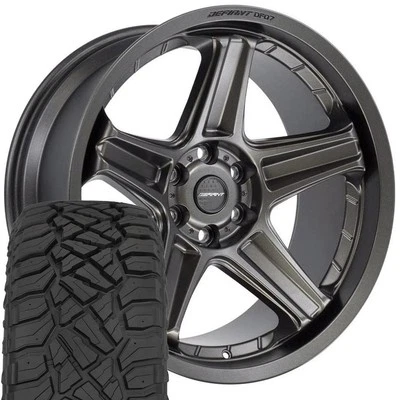 Set(4) DF07 Bronze 22x10 Wheels & 33x12.5x22 R/T Tires 6X5.5 -12ET - Image 1 of 4