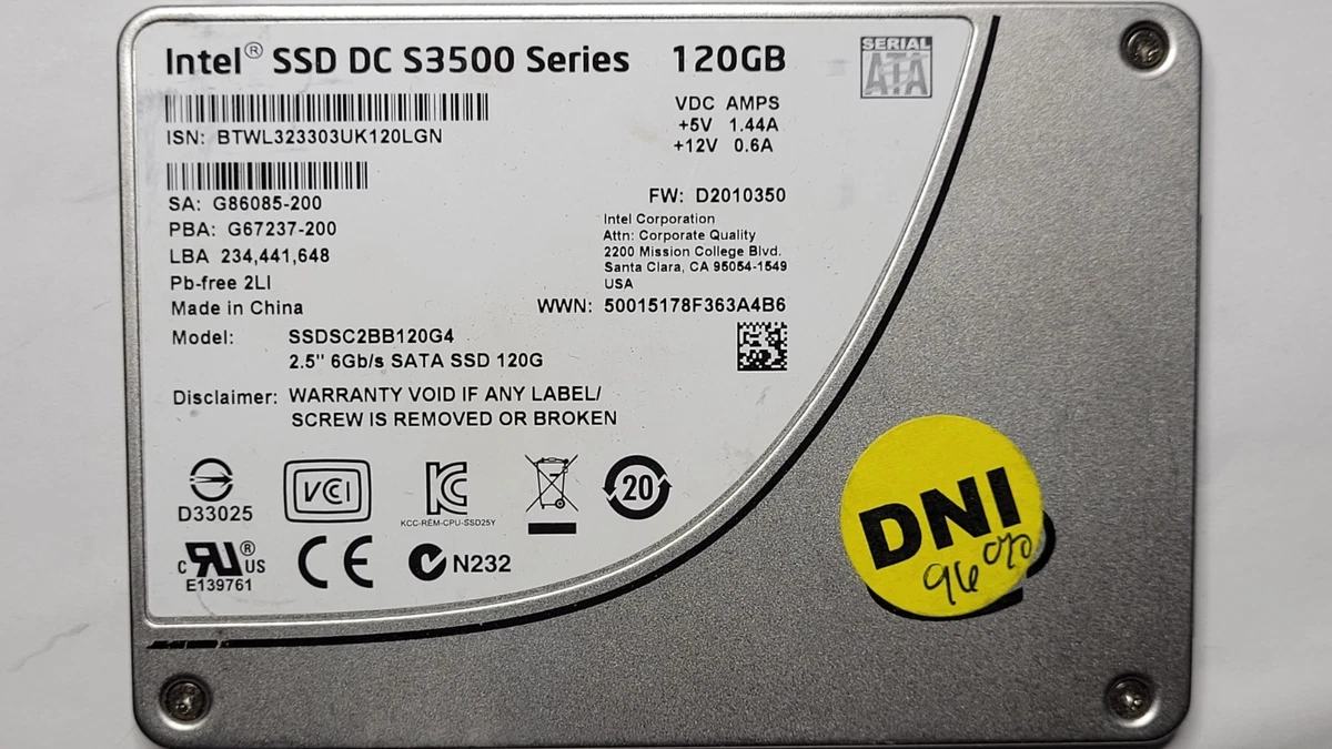 Intel 120GB S3510 Series DC SSD MLC PCIE NVMe 2.5" SSD 100 GB - Foto 2