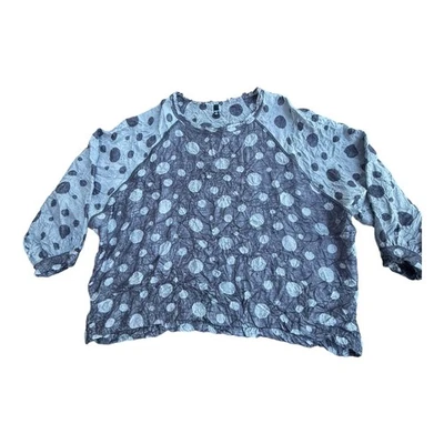 Abito To Kill Camicia Donna Taglia Unica Grigio Bianco Pois Pullover Pieghettato USA - Immagine 1 di 4